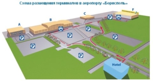 Схема размещения терминалов в аэропорту борисполь